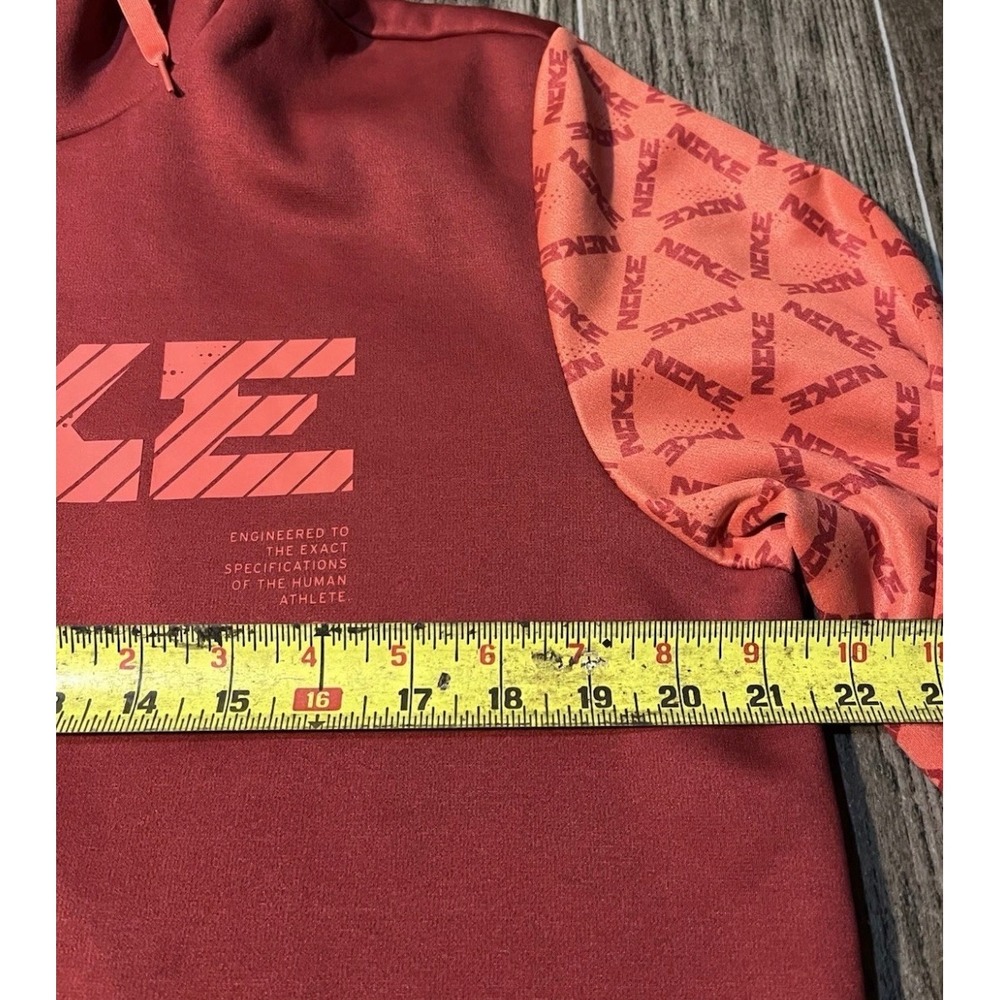 Nike Hoodie Mens Medium Red Orange Therma-FIT Graphic Pullover - Picture 7 of 8